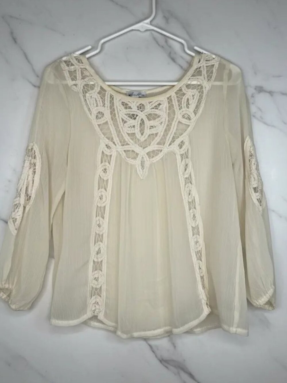 Women's Cream and White Blouse